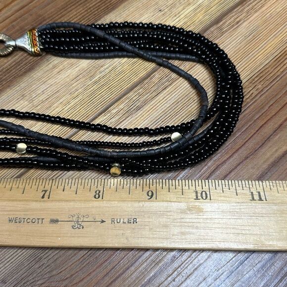 Chico's Black Multi Strand Rhinestone Kissing Fish Necklace Magnetic Closure - Picture 7 of 7